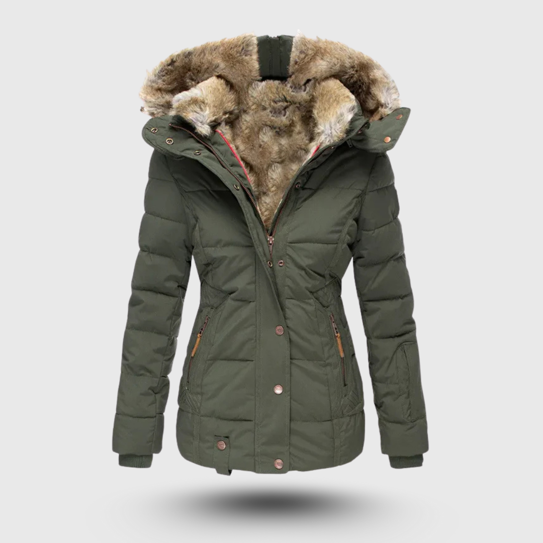 Hanne™ – Winter Jacket with Fuzzy Collar and Slim Fit