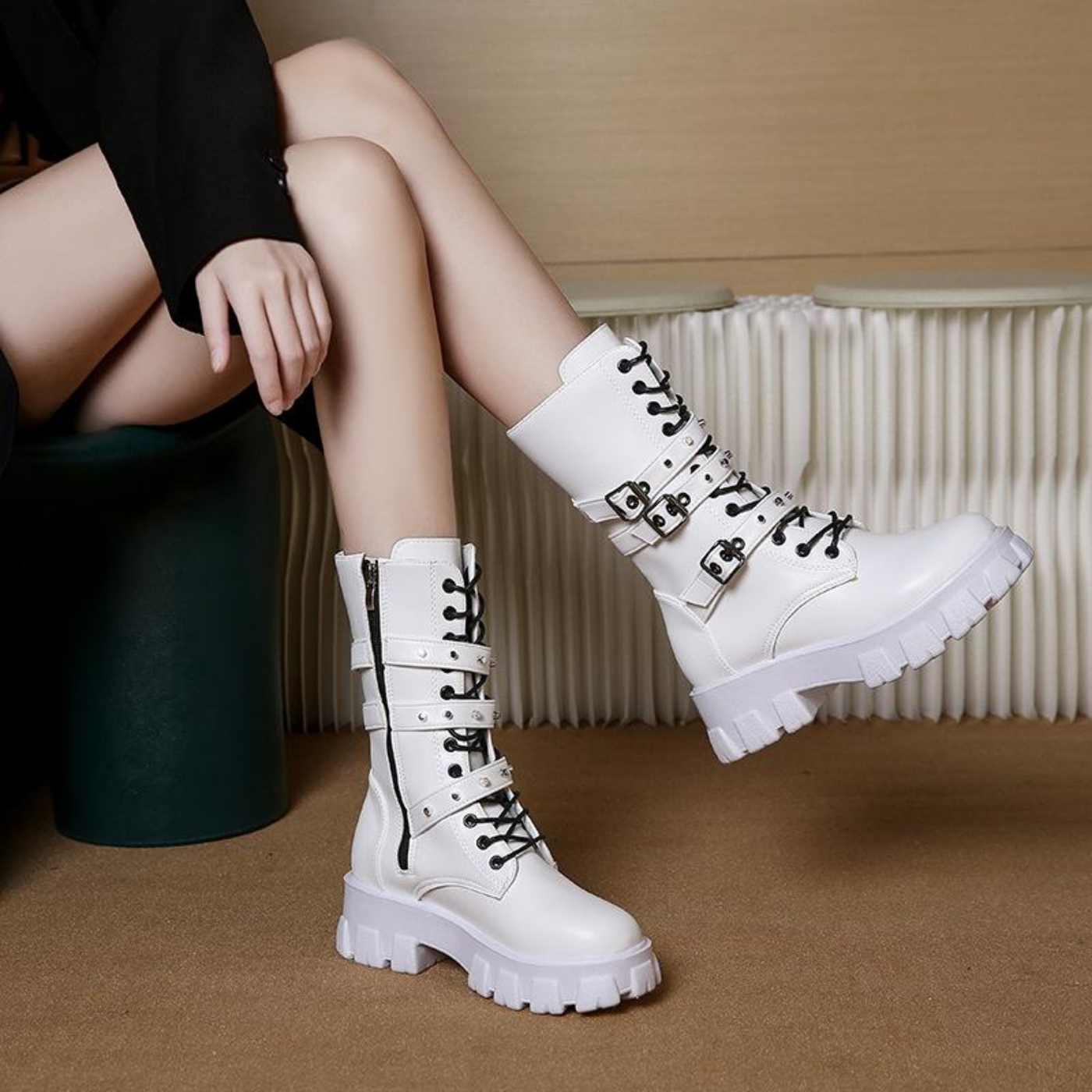 Arfrost - Lace Up Knee High Heel Boots