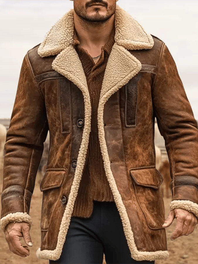 James - Vintage Plush Fold-Down Collar Outdoor Jacket - Last Day 80% Off!