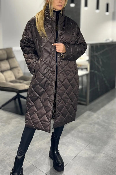 Ofira™ – Reversible Quilted Coat with Leopard Lining
